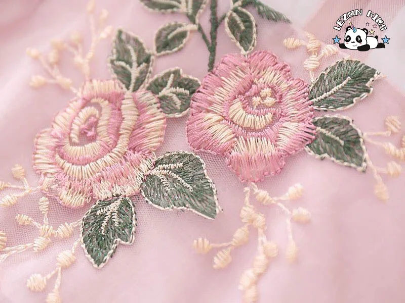LEZONKIDS - Customized Autumn Embroidery Flower Tulle Dress for Kids Girl  Cute Casual Dress for Kids